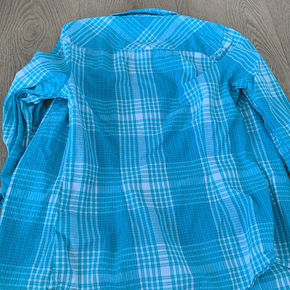 Tommy Hilfiger teal plaid button up - Picture 3 of 3